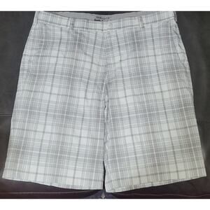 Nike Golf Chino Shorts Mens 38" Gray White Plaid Tour Performance Dri-fit Preppy